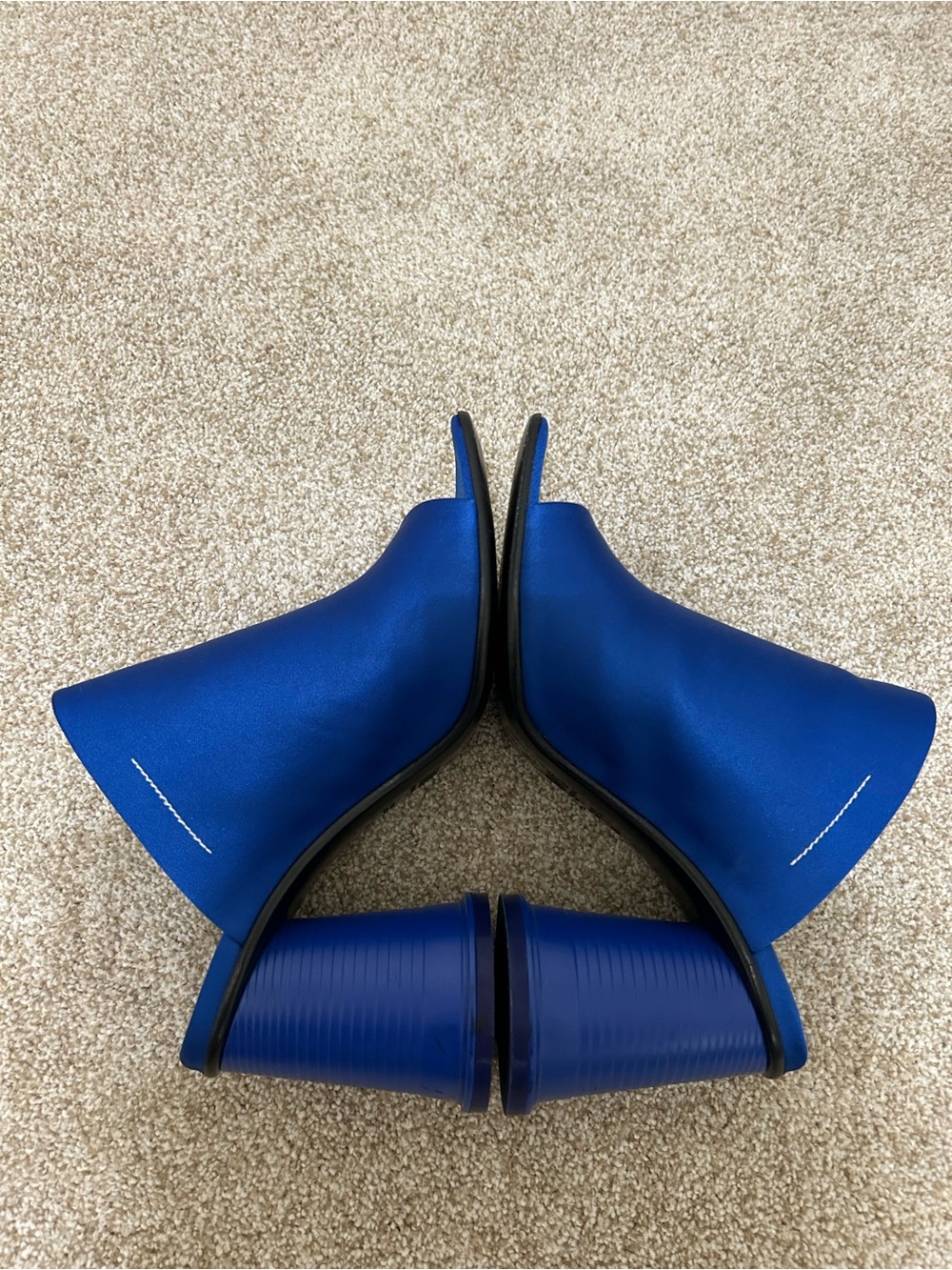 MM6 Maison Margiela Paris Royal Blue Satin Block Heel Mule Sandals - Picture 7 of 11